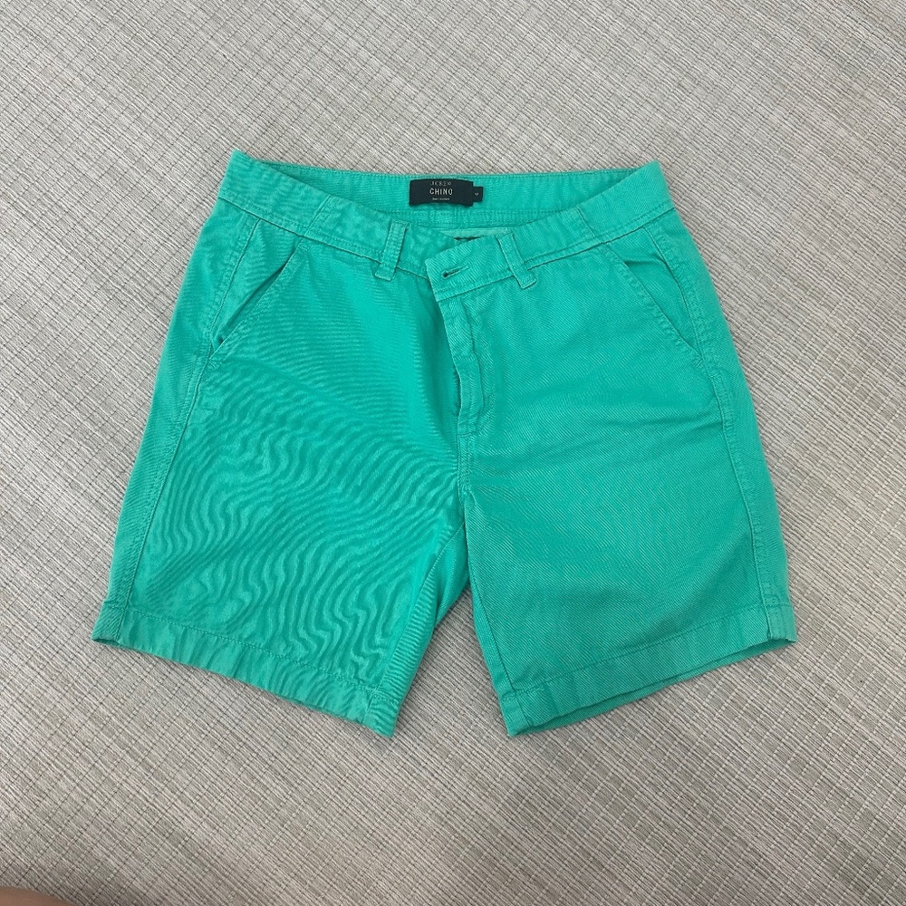 J Crew Chino Sunday Slim bright green teal women’s shorts, size 4